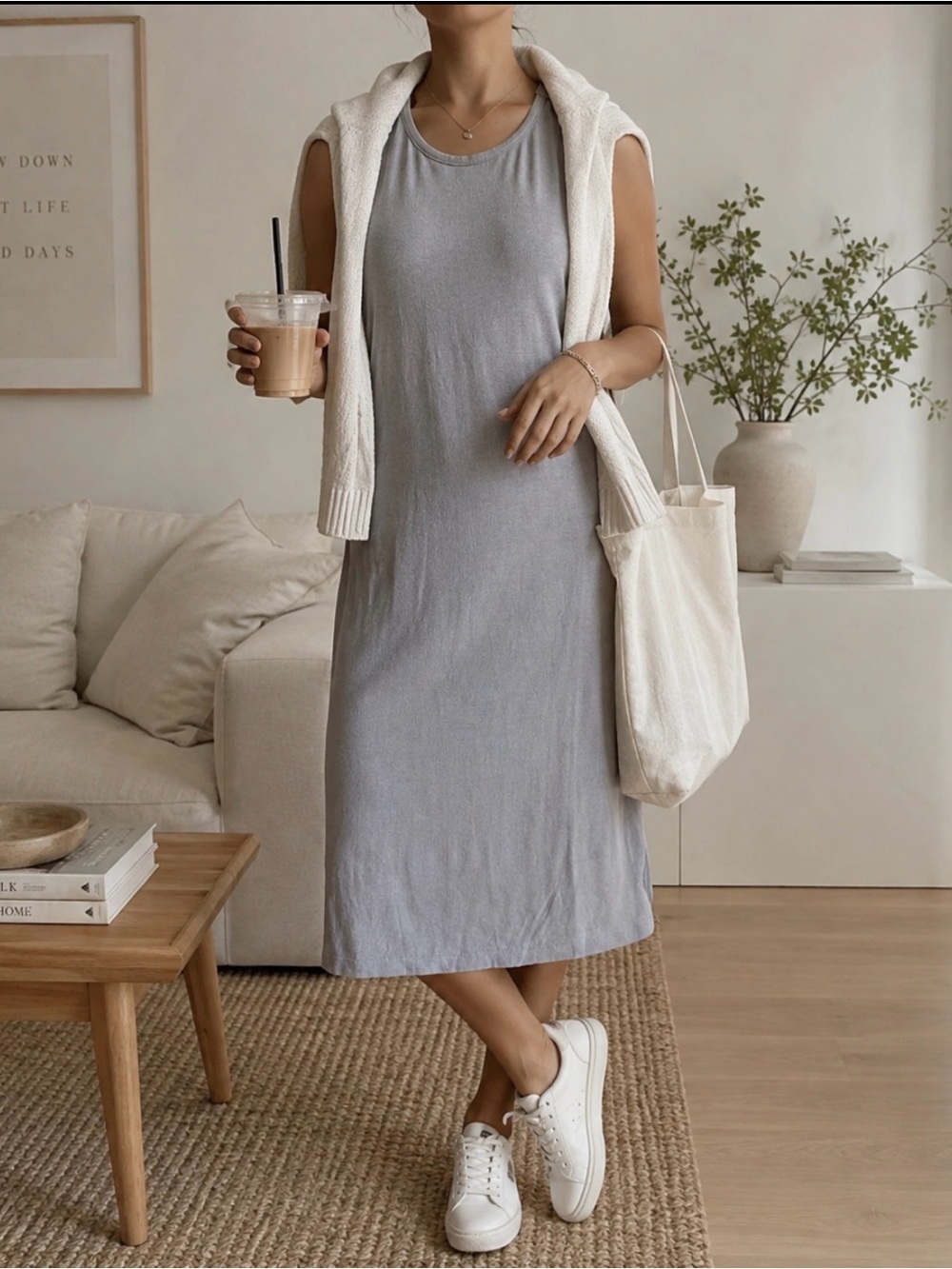 Dress Adore Me Light Gray Sleeveless Midi Chemise 1x NWT TIE WAIST